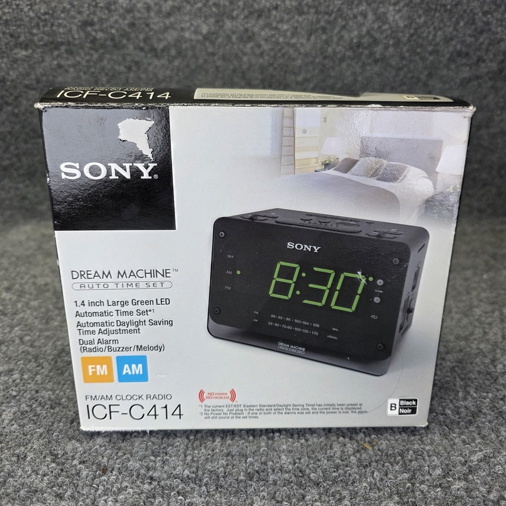 Sony Dream Machine ICF-C414 Clock Radio AM/FM Dual Alarm Auto Time Set